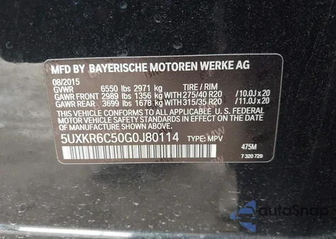 2016 BMW X5 xDrive50I from USA, damaged, VIN 5UXKR6C50G0J80114